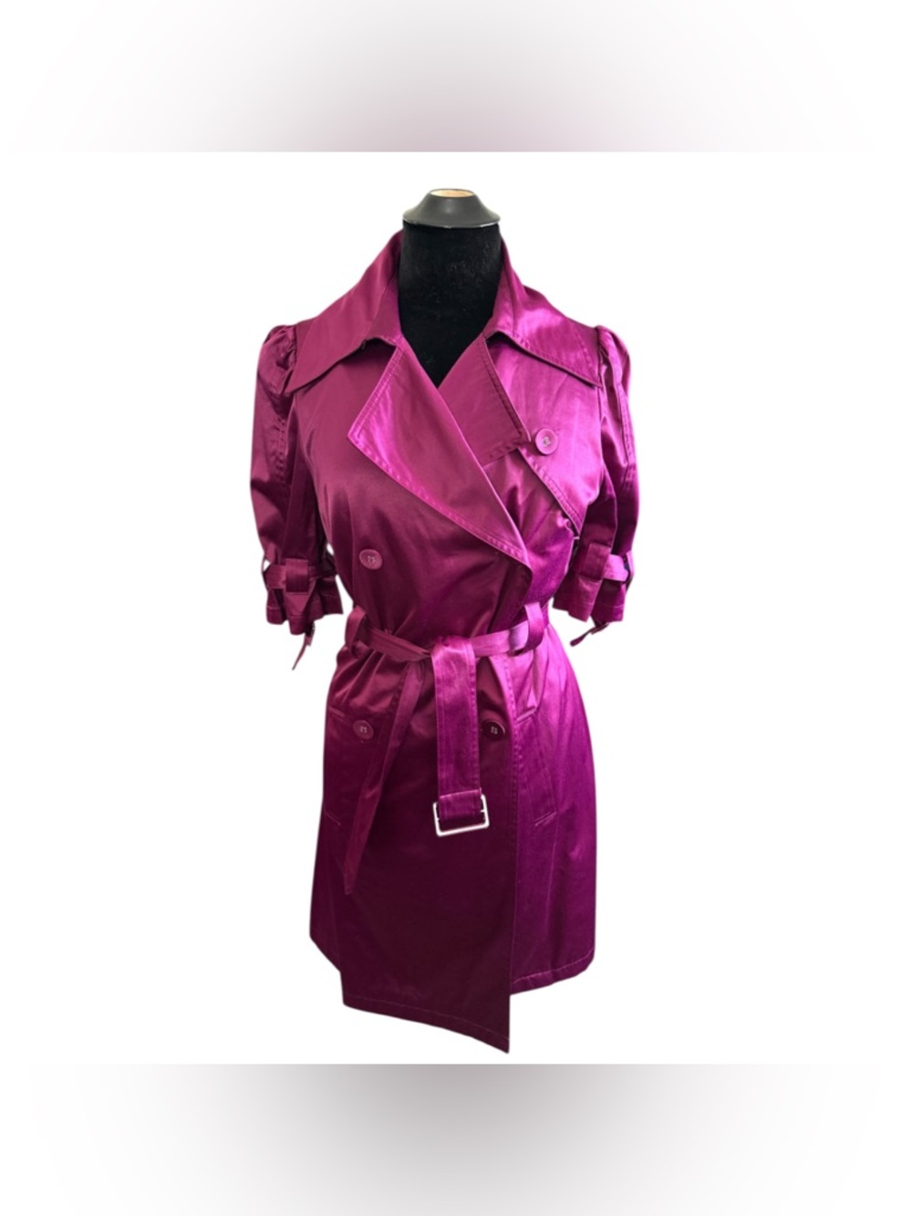 Y2K ELLE Satin Short Sleeve Trench Coat